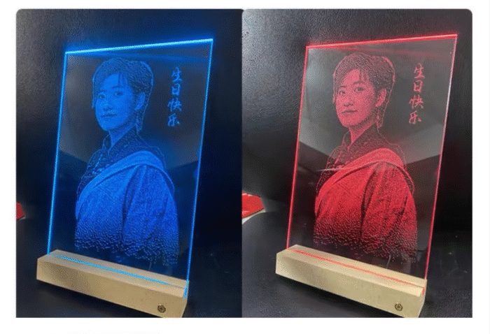 Custom Hammered Glass Portrait 10" (20×30cm) | Handmade Photo Keepsake with LED Base - Image 6