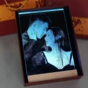 Custom Hammered Glass Portrait 10" (20×30cm) | Handmade Photo Keepsake with LED Base
